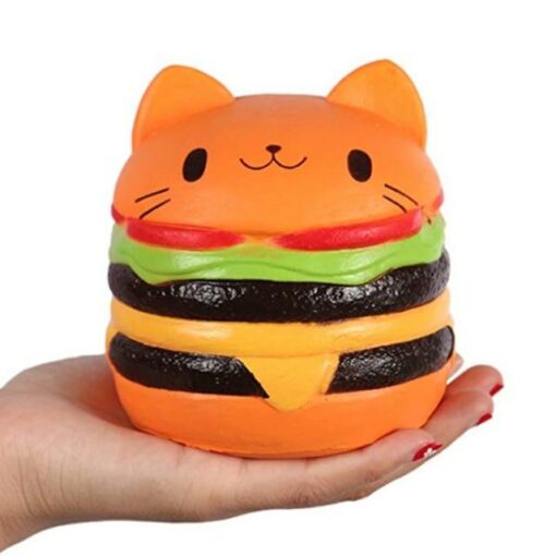 Squishy hamburger chat dans une main