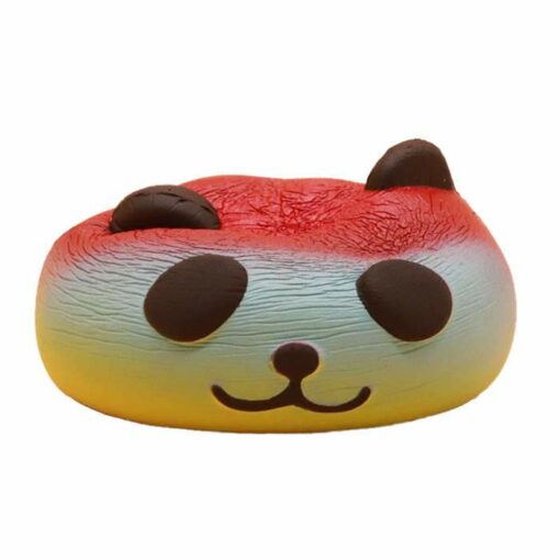 squishy panda head rainbow squeezed