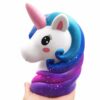 unicorn galaxy head squishy in the hand